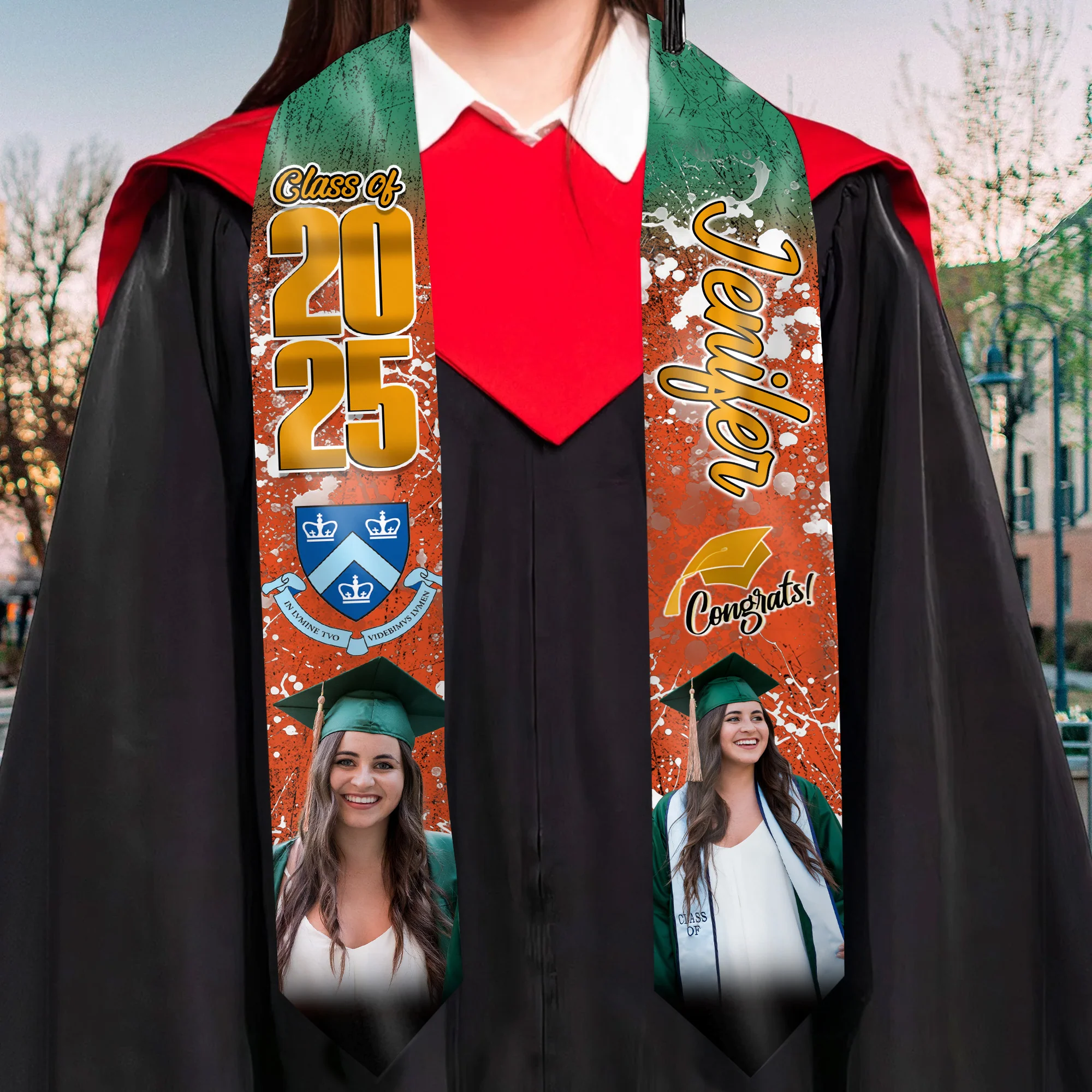 Grunge Graduation - Personalized Graduation Stoles - Graduation Gift, Senior Gift | Custom Photo NH96