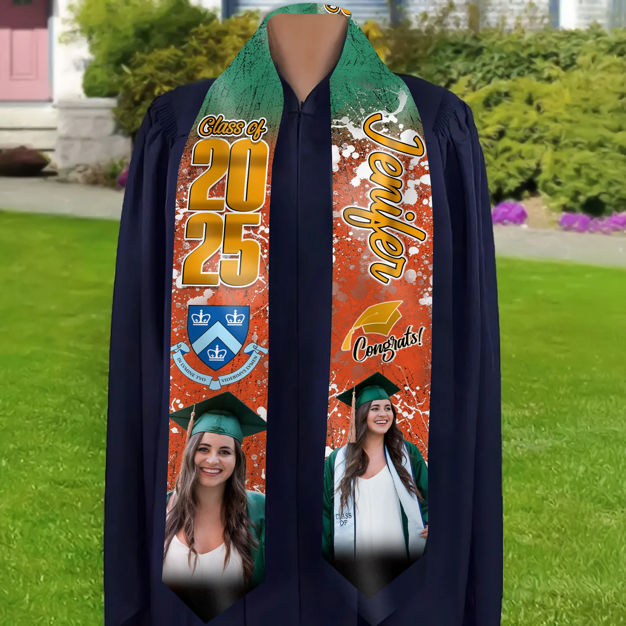 Grunge Graduation - Personalized Graduation Stoles - Graduation Gift, Senior Gift | Custom Photo NH96 - Image 3