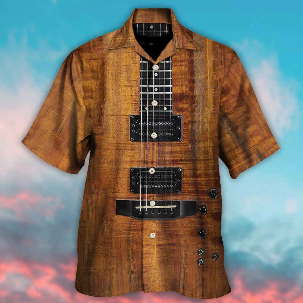 Guitar Acoustic Electric Guitar Hawaiian Shirt - Image 2