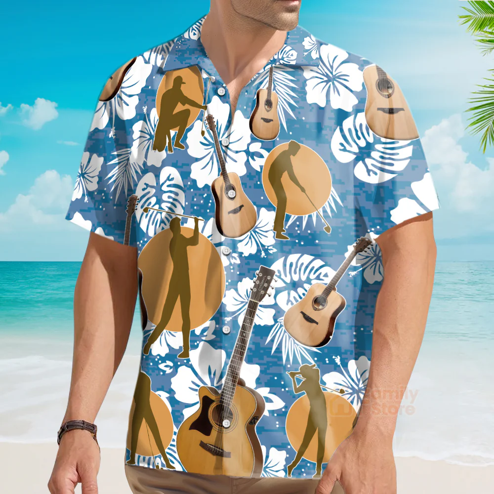 Guitar I Like Golf And Guitars Hawaiian Shirt - Image 3