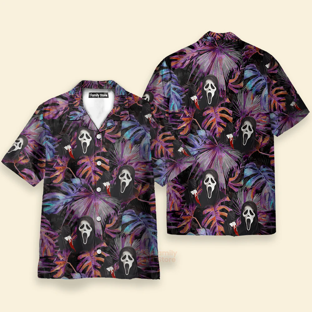 Halloween Ghostface Movies Tropical Style - Hawaiian Shirt - Image 2