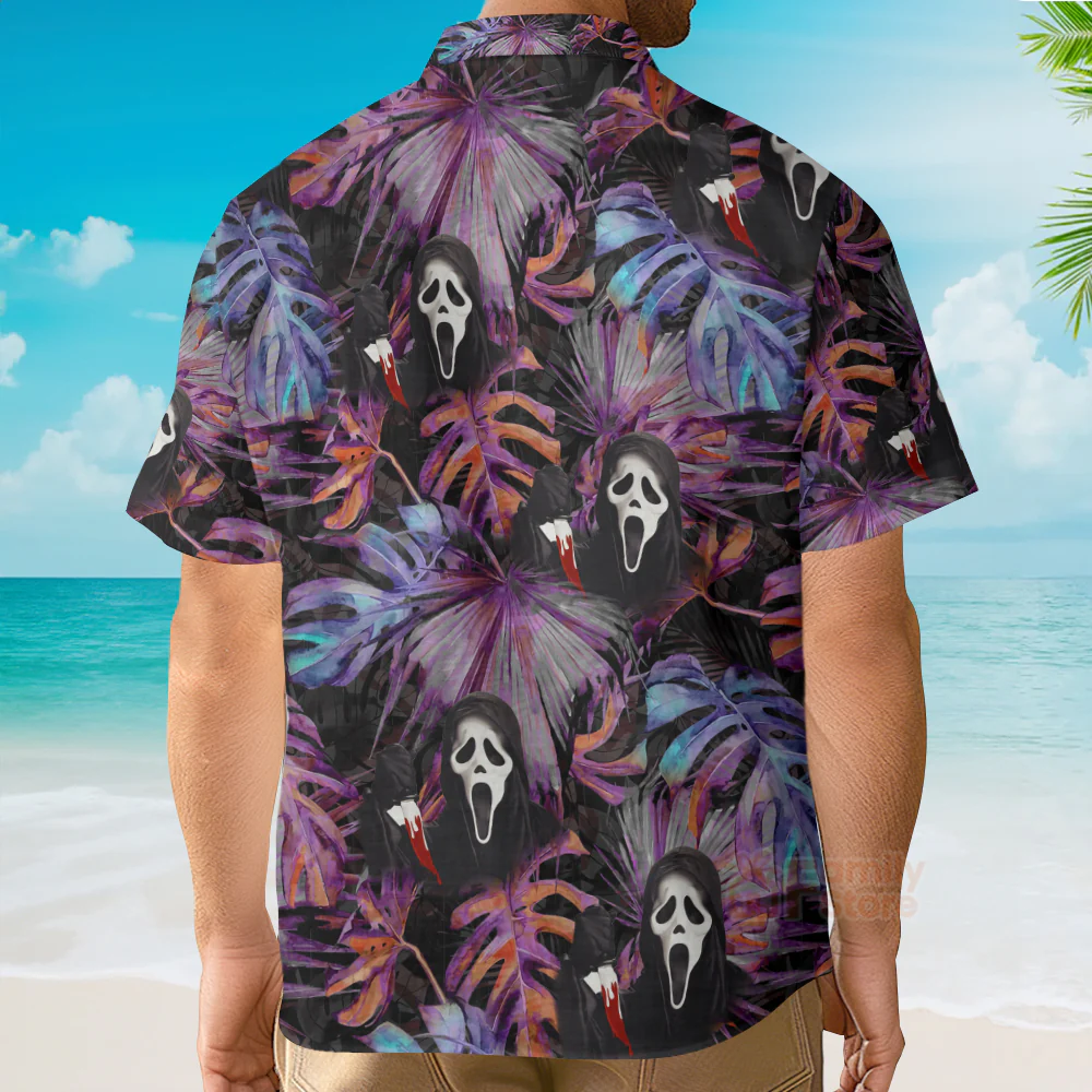 Halloween Ghostface Movies Tropical Style - Hawaiian Shirt - Image 4