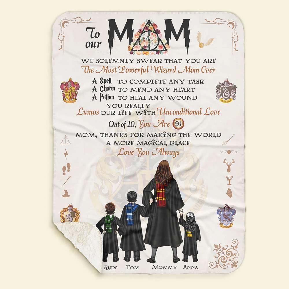 HaPo The Most Powerful Wizard Mom Ever - Personalized Blanket - Mothers Day & Christmas Gift For Family, Mom & Kids | CL25.V1 HH01 - Image 4