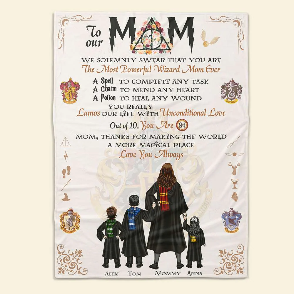HaPo The Most Powerful Wizard Mom Ever - Personalized Blanket - Mothers Day & Christmas Gift For Family, Mom & Kids | CL25.V1 HH01 - Image 5