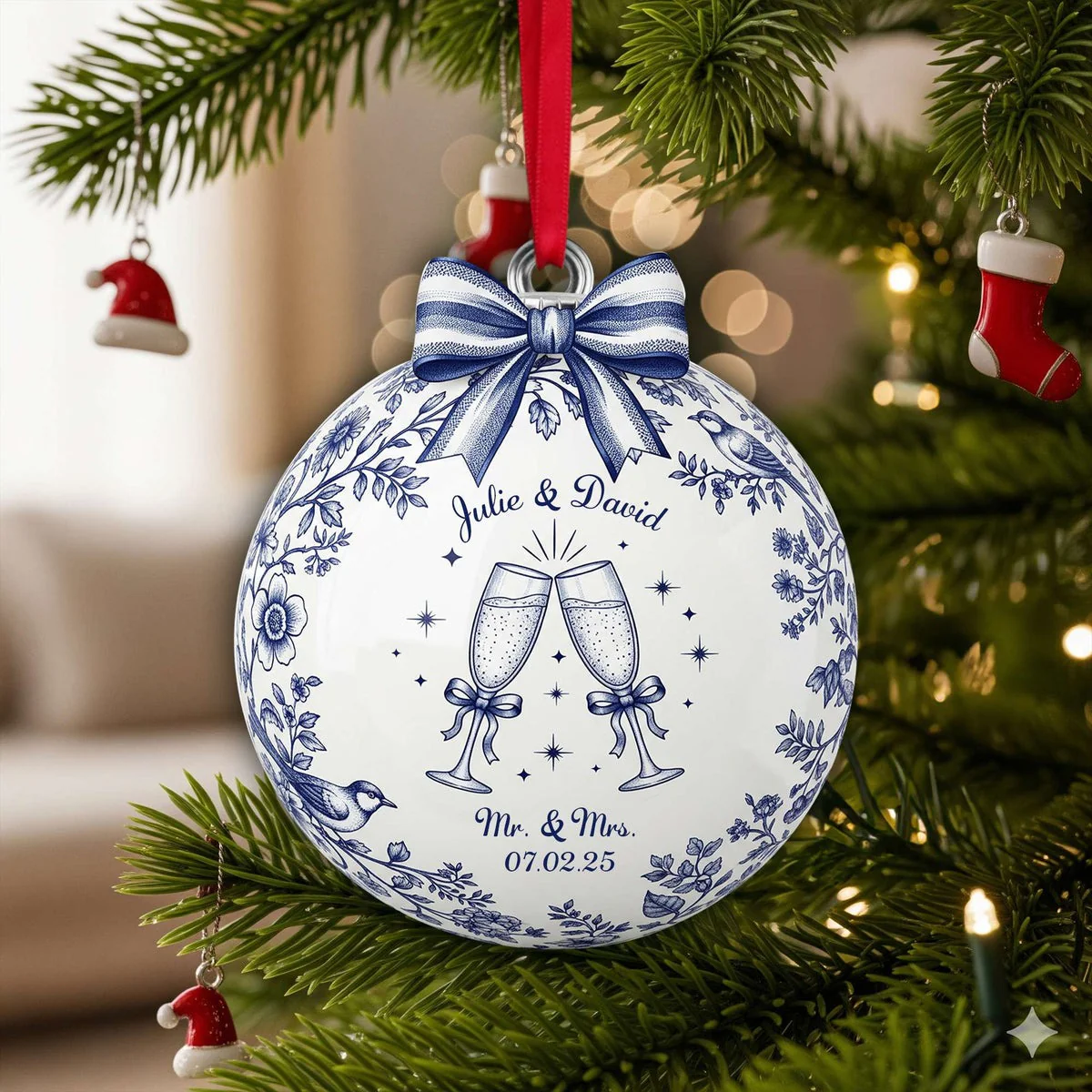 Happily Engaged Couple - Personalized Acrylic Ornament - Gift For Couples NL122 - Image 3