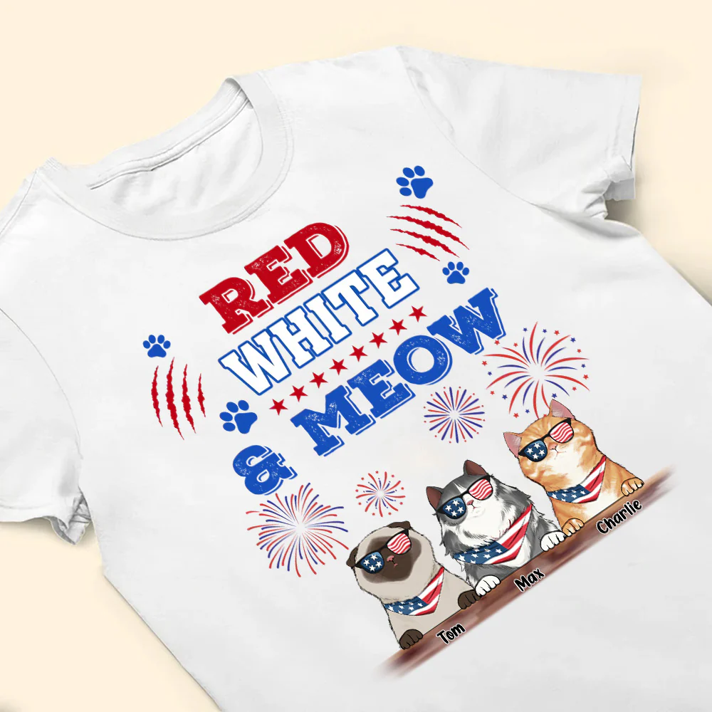 Happy 4th July Red White And A Meow - Gift For Cat Lovers - Personalized TShirt - CL12 NA94 - Image 3