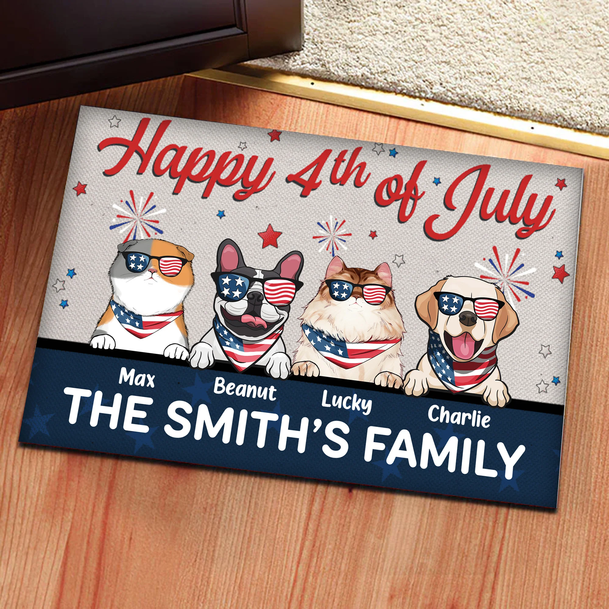Happy 4th July With Cute Pets - Gift For Pet Lovers - Personalized Door Mat - CL12 NA94 - Image 4