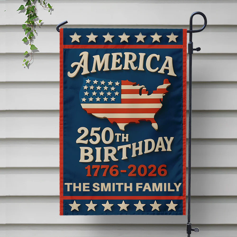 Happy America 250th Birthday - Personalized Flag - Patriotic Gift For Family HN02 - Image 3