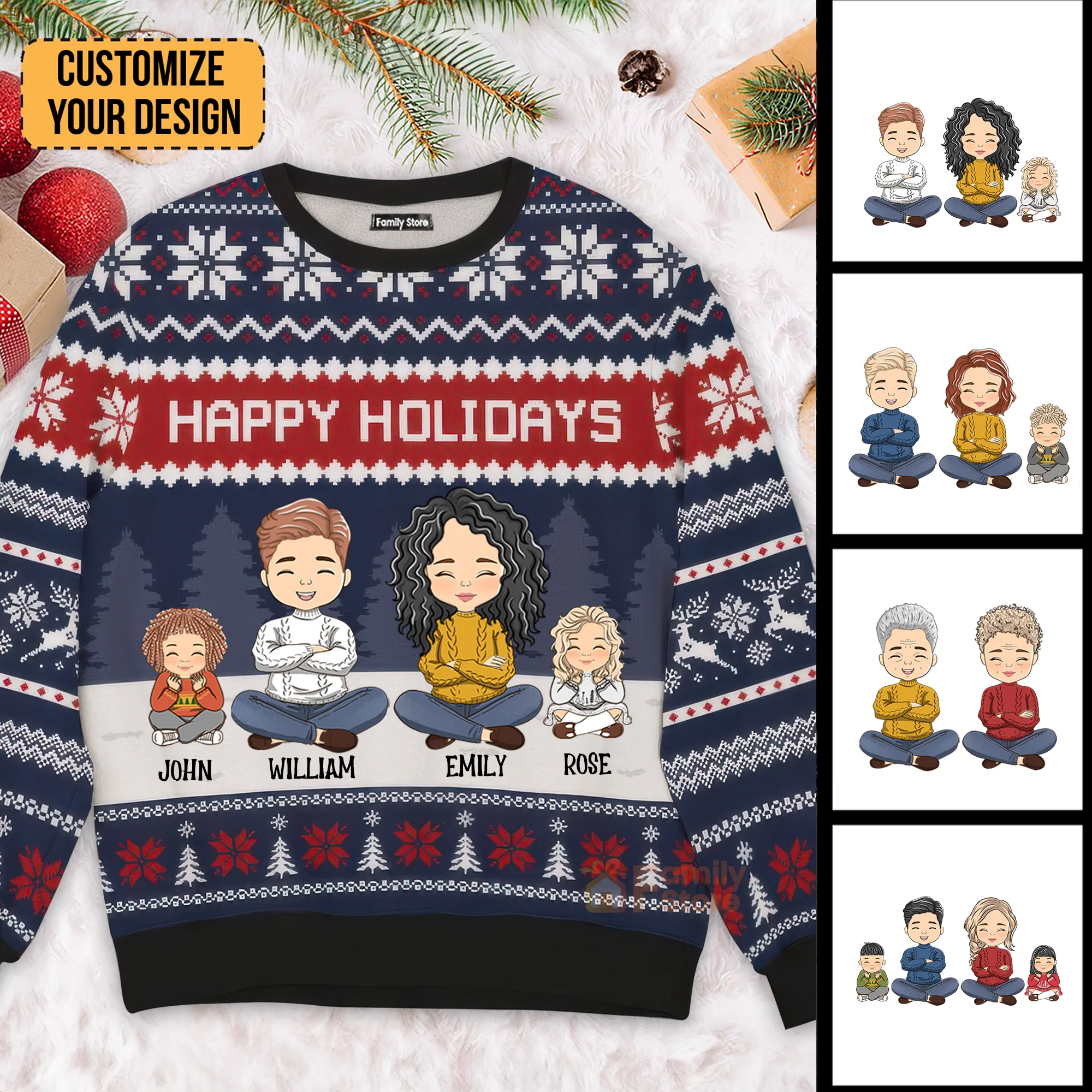 Happy Holiday Merry Christmas - Gift For Family - Personalized Ugly Sweatshirt - CL35 NA94 - Image 2