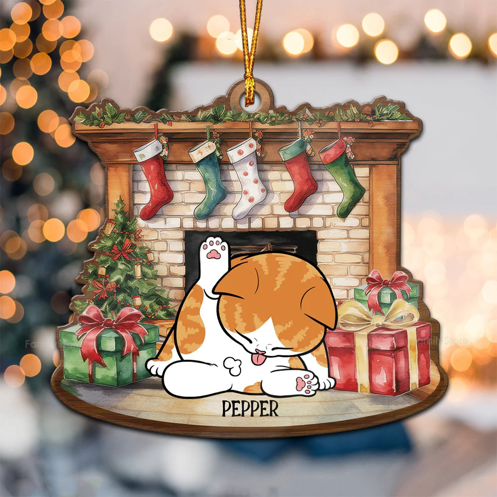 Happy Howliday - Gift For Cat Lover, Pet Lovers - Personalized Wood Ornament - CLP10 NH96 - Image 3