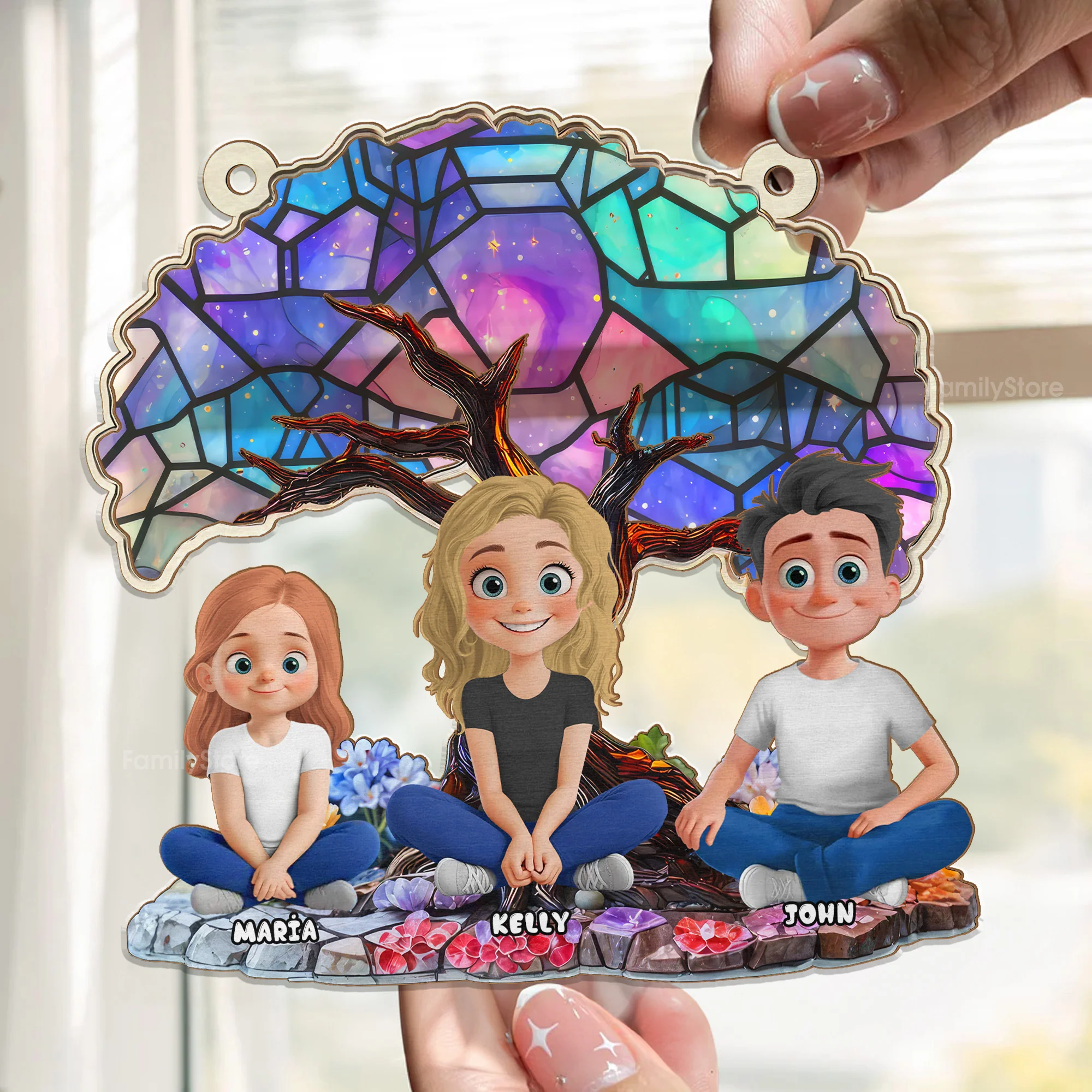 Happy Mom Of Us - Personalized Window Hanging Window Hanging Suncatcher Ornament - Gift For Mom, Mother's Day | GR25 NA94 - Image 2