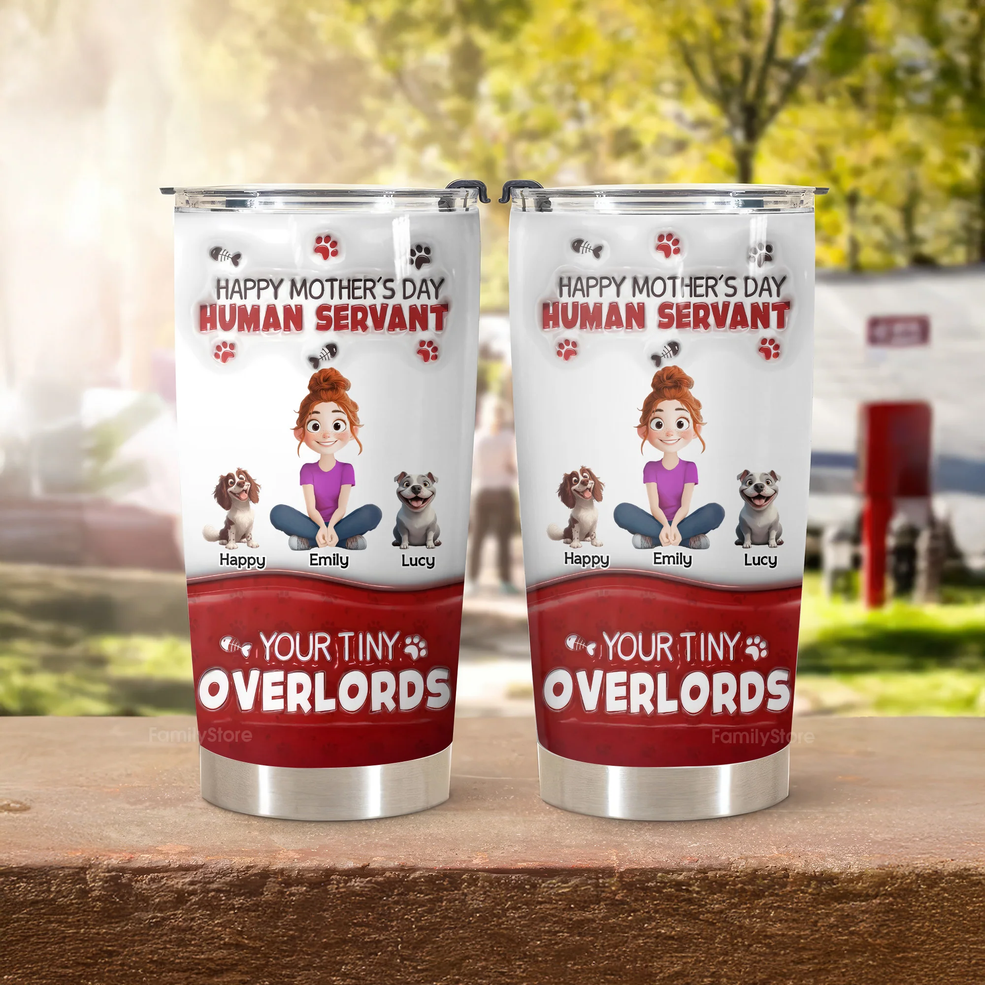 Happy Mother's Day Human Servant 3D Inflated Effect Cartoon Cat - Personalized Tumbler Cup - Gift for Pet Owners, Pet Lovers, Cat Mom | CLP15 NH96 - Image 3