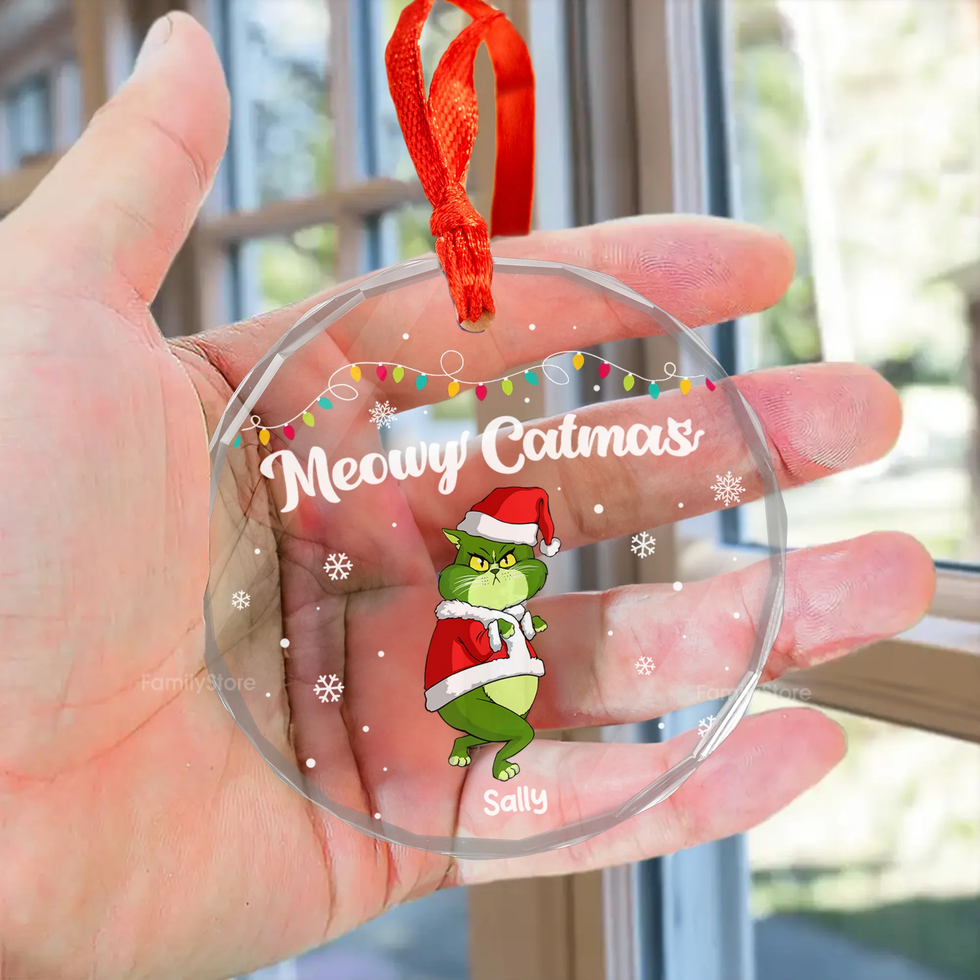 Happy Pawlidays Grinch Cats - Gift For Cat Lover, Pet Lovers - Personalized Glass Ornament - CL16 NH96 - Image 3