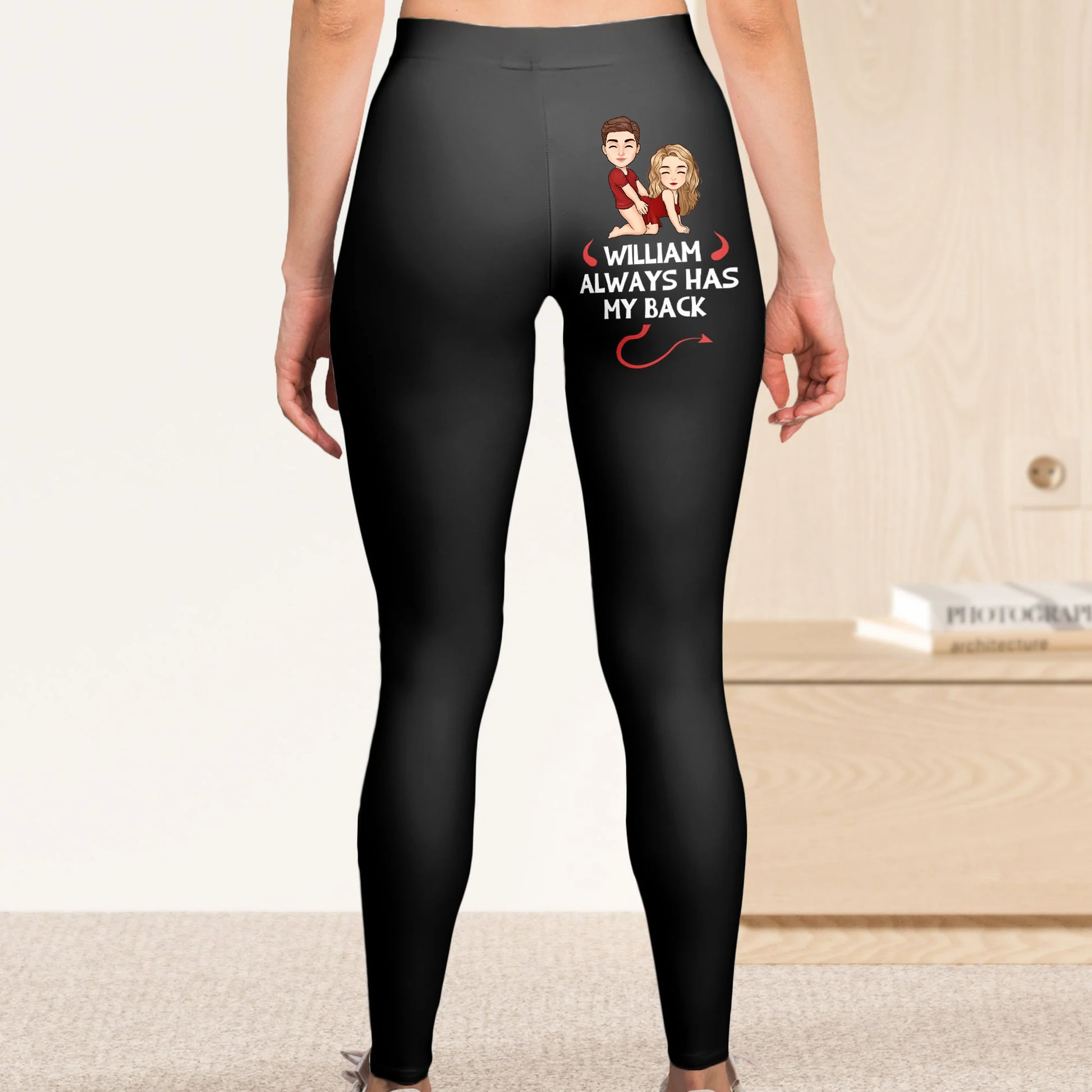 He Always Has My Back - Personalized Leggings - Naughty Gift For Wife, Girlfriend | GR10 NL122 - Image 2