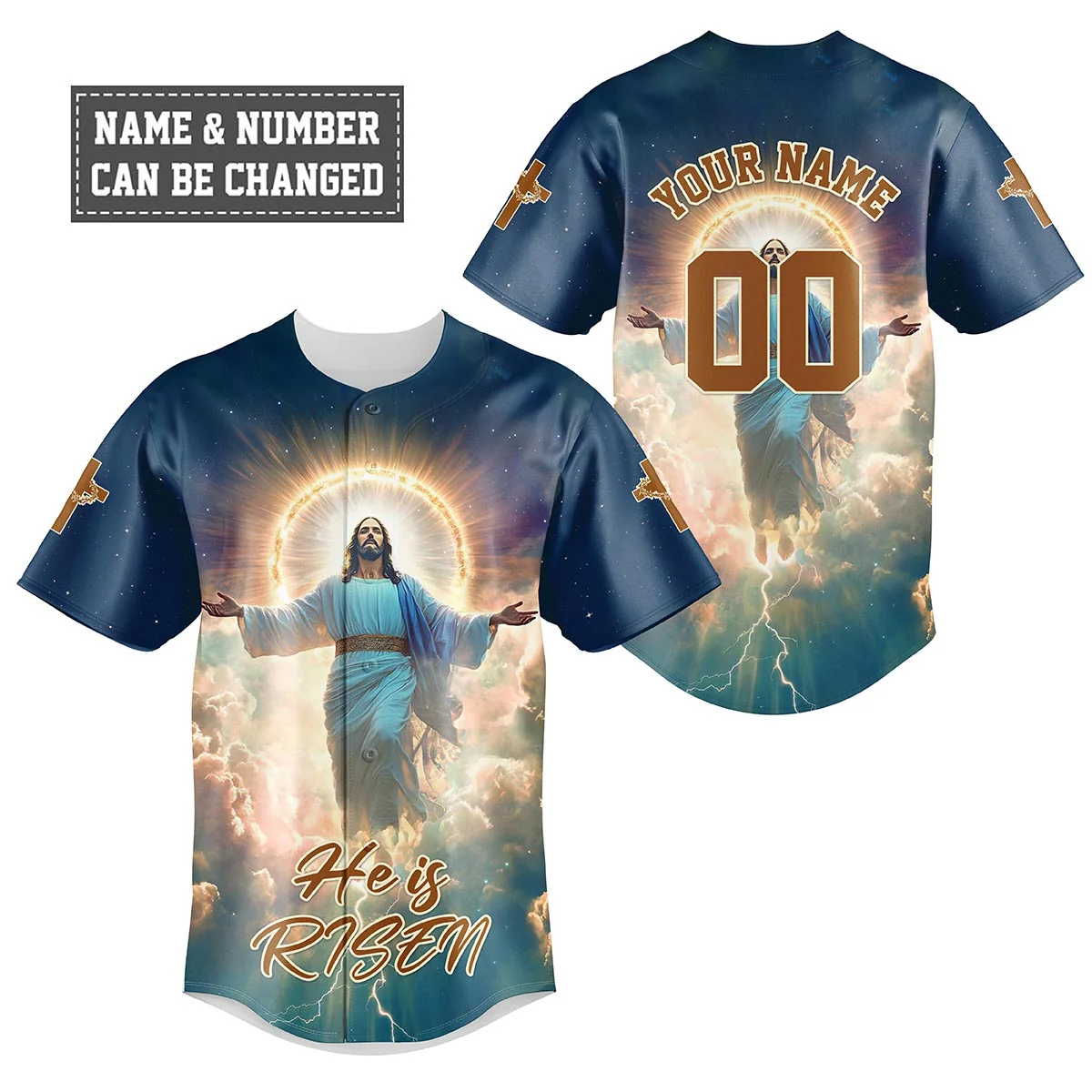 He Is Risen Ascension Glory Baseball Jersey - Christant Gift For Him