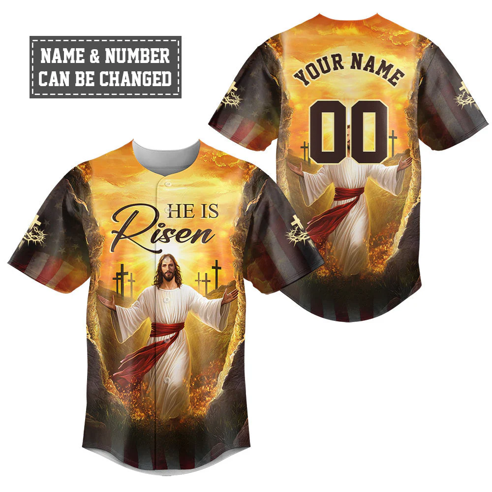 He Is Risen Baseball Jersey - Christant Gift For Him
