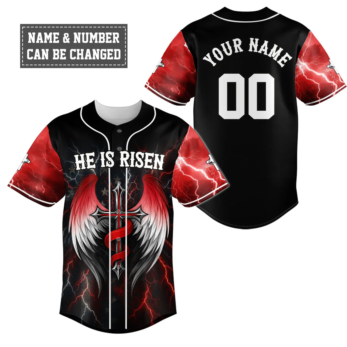 He Is Risen Baseball Jersey - Christant Gift For Him