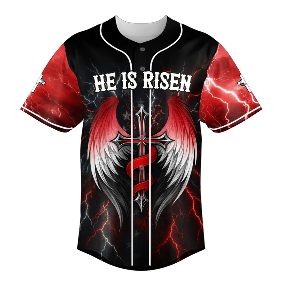 He Is Risen Baseball Jersey - Christant Gift For Him - Image 2