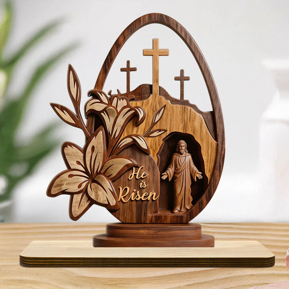 He Is Risen God - Shaped Wooden Plaque - Christian Gift For Him BA01 - Image 5