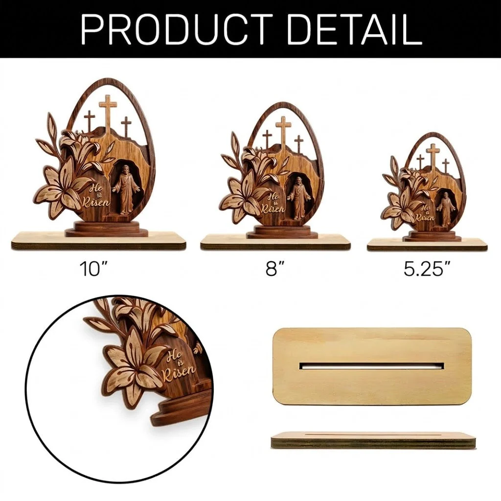 He Is Risen God - Shaped Wooden Plaque - Christian Gift For Him BA01 - Image 7