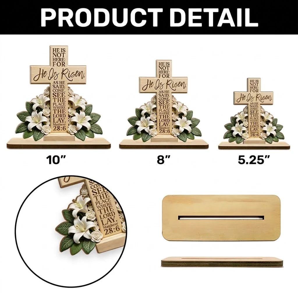 He Is Risen Matthew 28:6 - Shaped Wooden Plaque - Christian Gift BA01 - Image 8