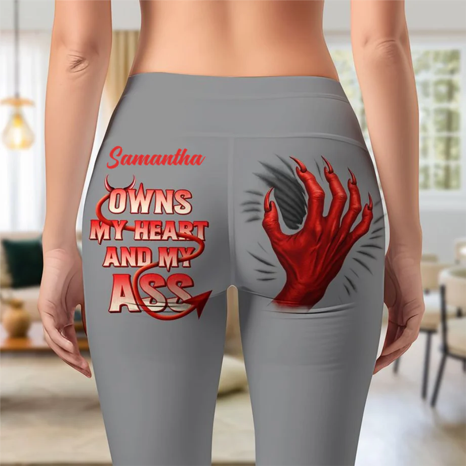 He Owns My Heart And My Ass (Ver 1)- Personalized Leggings - Christmas Gift For Her HH01 - Image 3