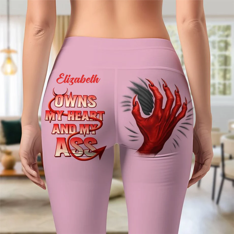 He Owns My Heart And My Ass (Ver 1)- Personalized Leggings - Christmas Gift For Her HH01 - Image 4