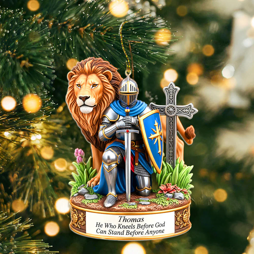 He Who Kneels Before God Can Stand Before Anyone - Personalized Acrylic Ornament - Christmas Gift For Him HH01