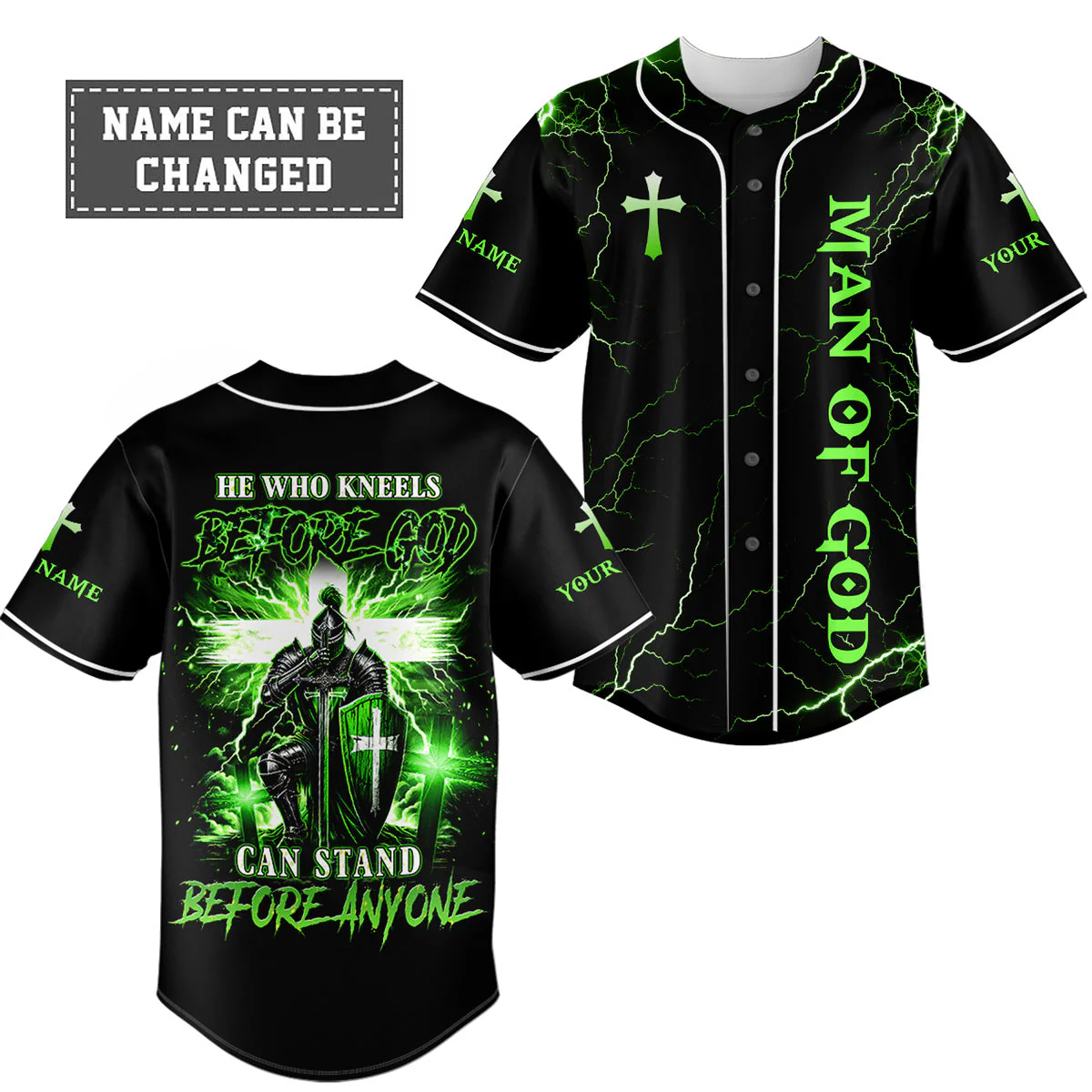 He Who Kneels Before God Warrior Custom Name Baseball Jersey - Christant Gift For Him