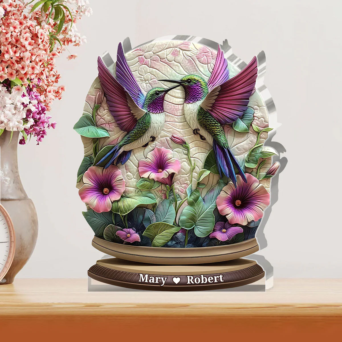 Heart Of Hummingbirds - Personalized Custom Shaped Squared Acrylic Plaque - Gift for Couple HL128 - Image 2