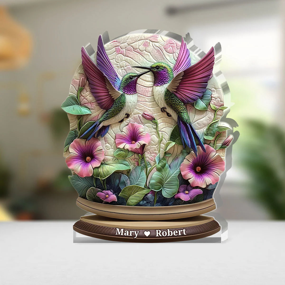 Heart Of Hummingbirds - Personalized Custom Shaped Squared Acrylic Plaque - Gift for Couple HL128 - Image 4