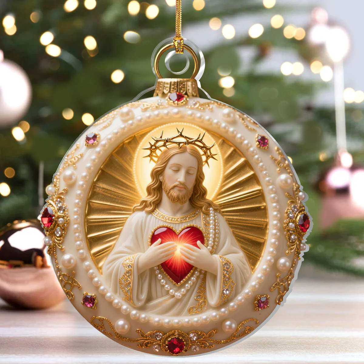 Hearts Of The Holy Family - Personalized Acrylic Ornament - Gift For Christmas HL128 - Image 4