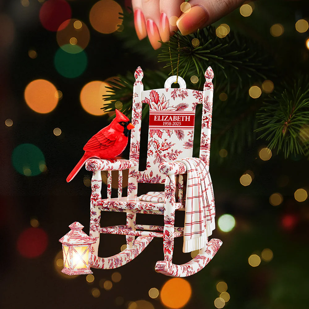 Heaven Cardinal Toile de Jouy - Personalized Acrylic Ornament - Memorial Gift For Loved Ones NL122