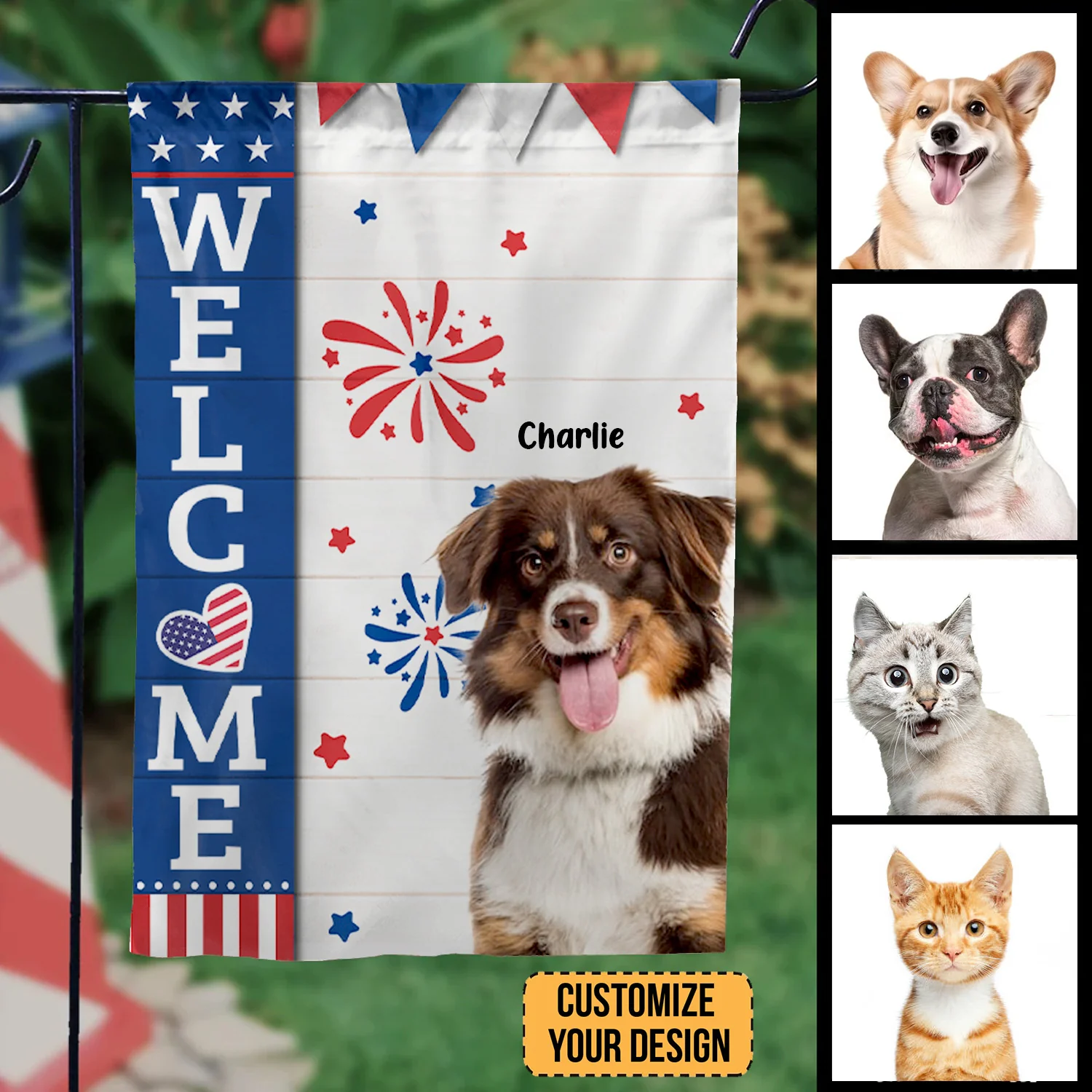 Hello Human, Welcome To My House Happy 4th July - Gift For Pet Lovers - Personalized Flag - NA94 - Image 2