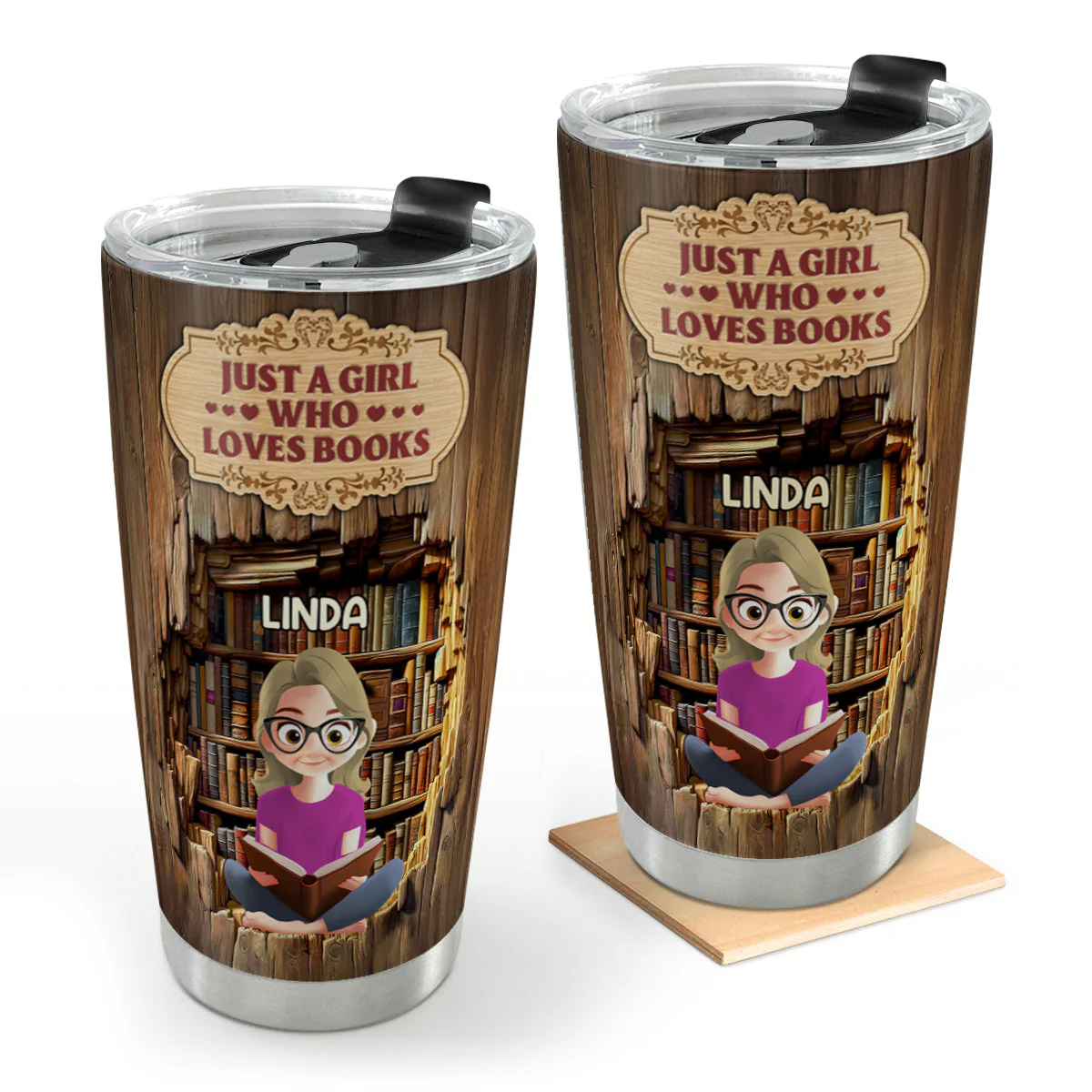 HH01 Just A Girl Who Loves Books - Personalized Tumbler - Gift For Her, Book Lovers | CLB2