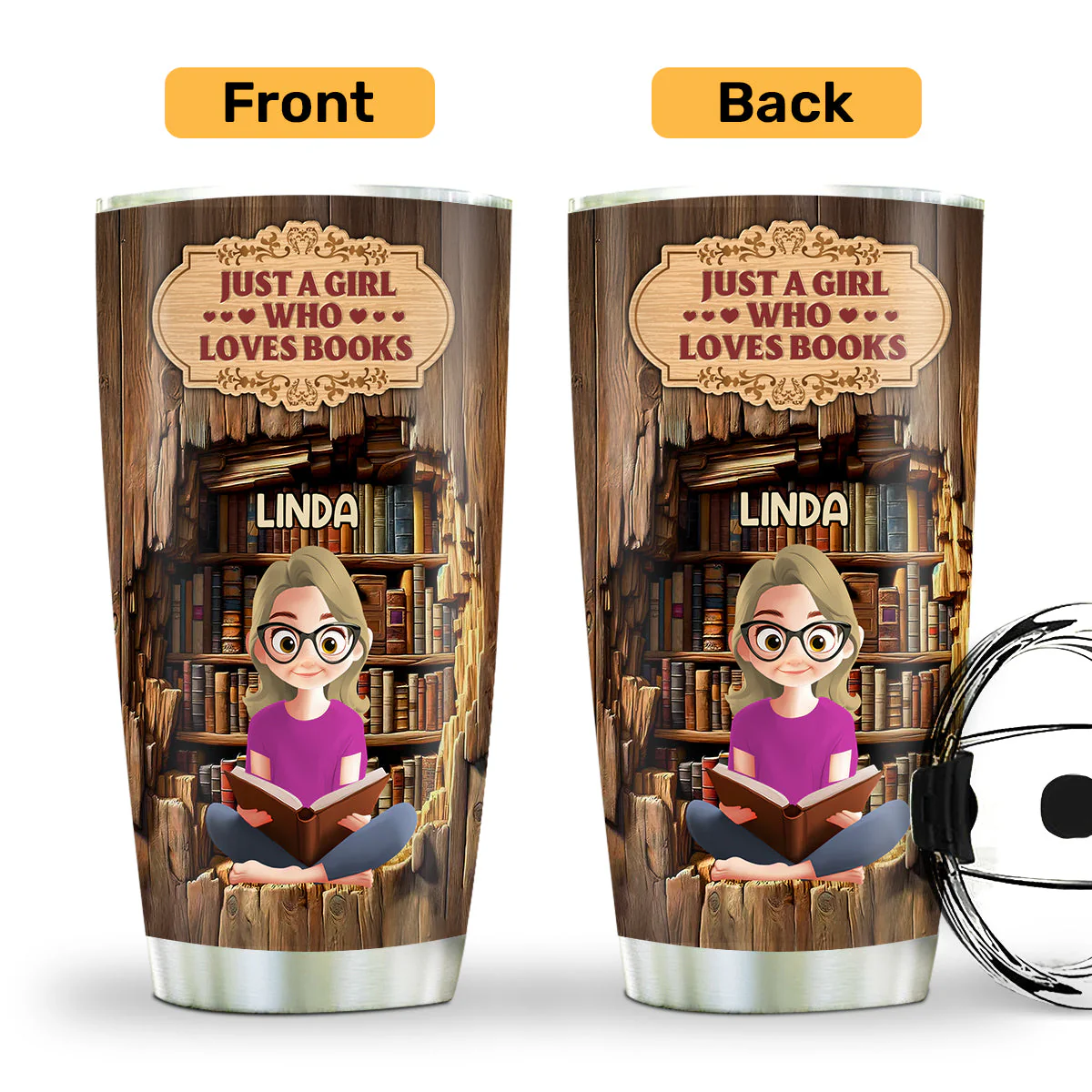 HH01 Just A Girl Who Loves Books - Personalized Tumbler - Gift For Her, Book Lovers | CLB2 - Image 2