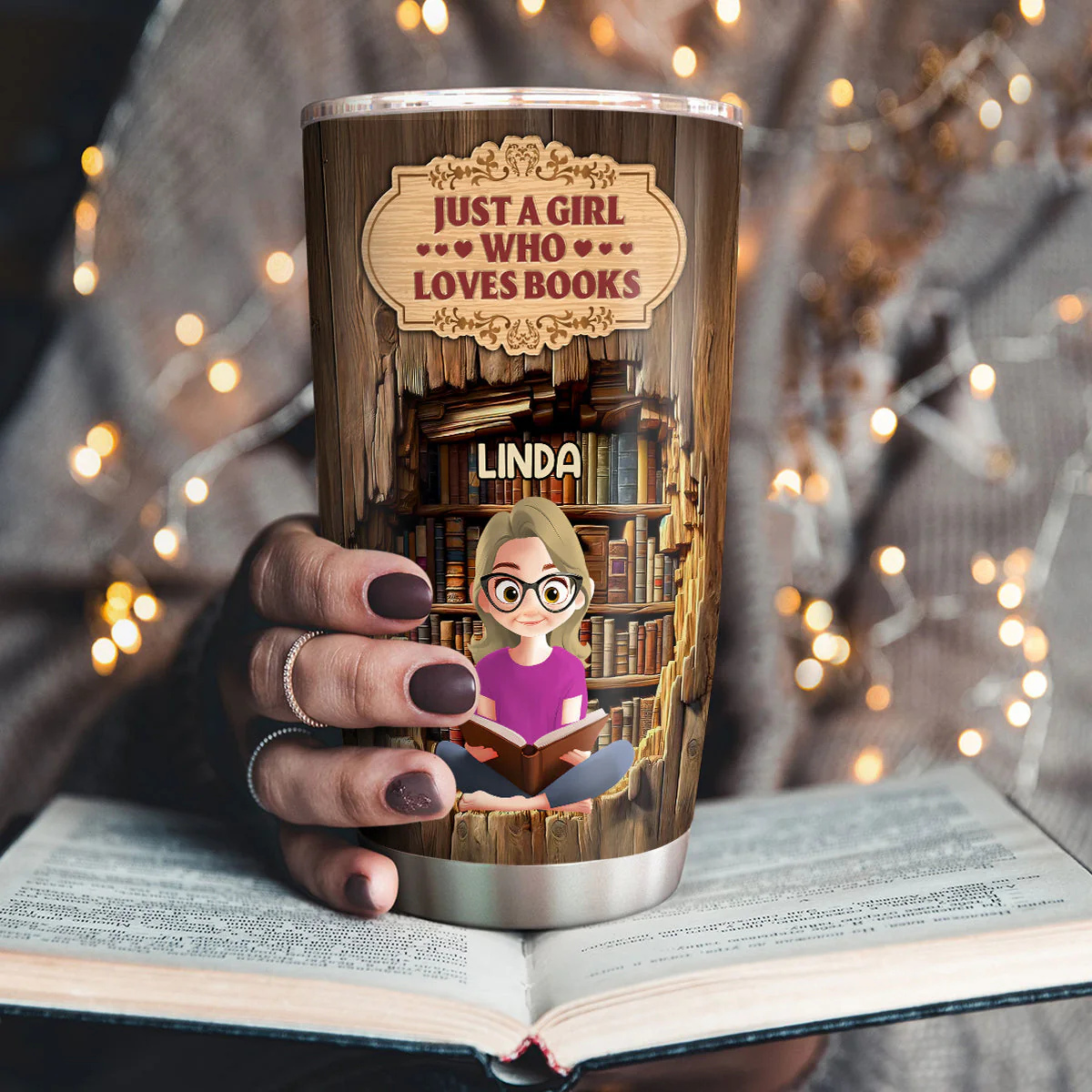 HH01 Just A Girl Who Loves Books - Personalized Tumbler - Gift For Her, Book Lovers | CLB2 - Image 3