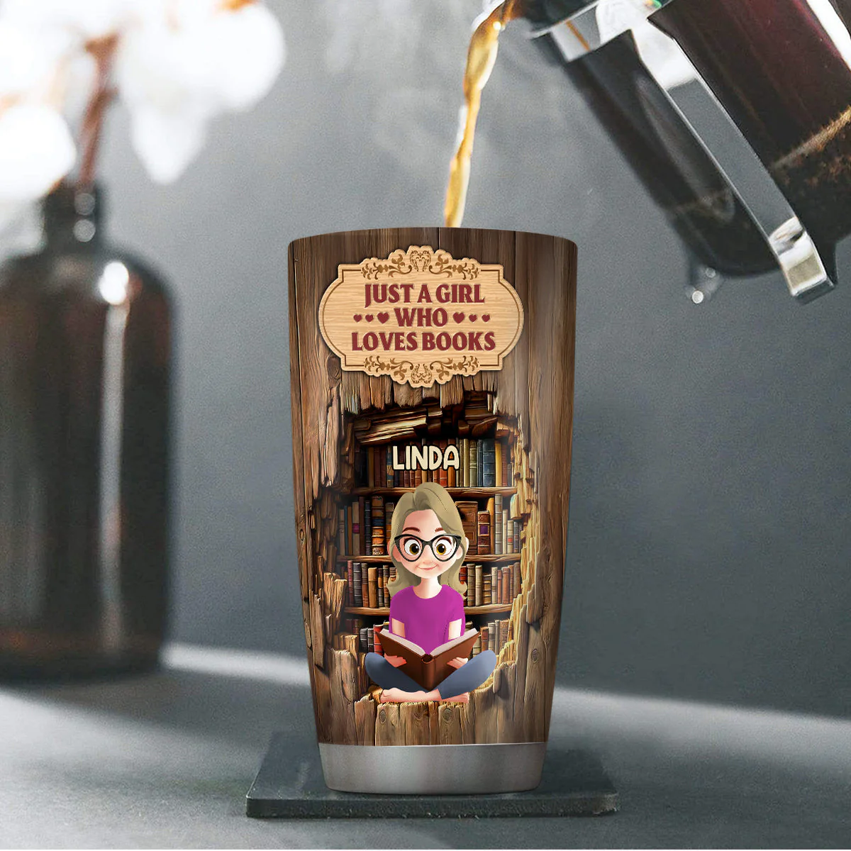 HH01 Just A Girl Who Loves Books - Personalized Tumbler - Gift For Her, Book Lovers | CLB2 - Image 4