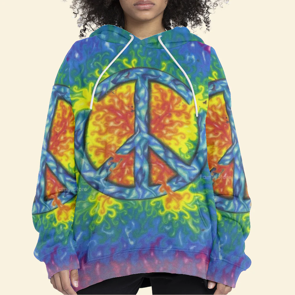 Hippie Peace Energy Symbol - Hoodie For Men, Women - Image 5