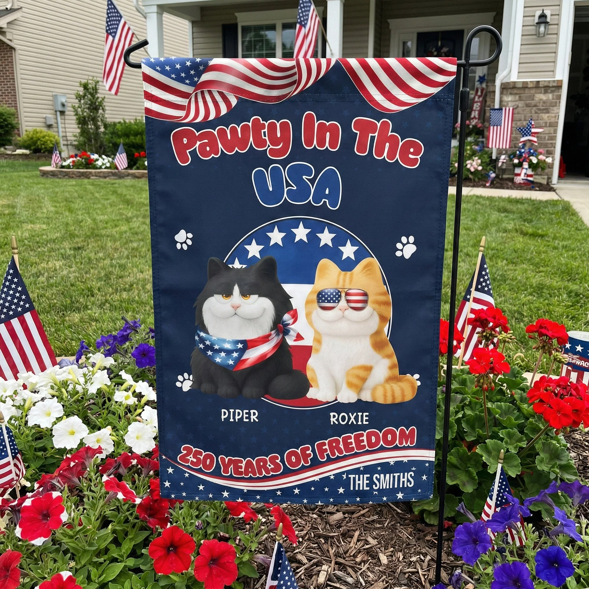 Pawty In The USA 250 Years Of Freedom - Personalized Flag - Patriotic Gift For Family, Pet Lovers | CLP15.Ver7 HN02 - Image 2