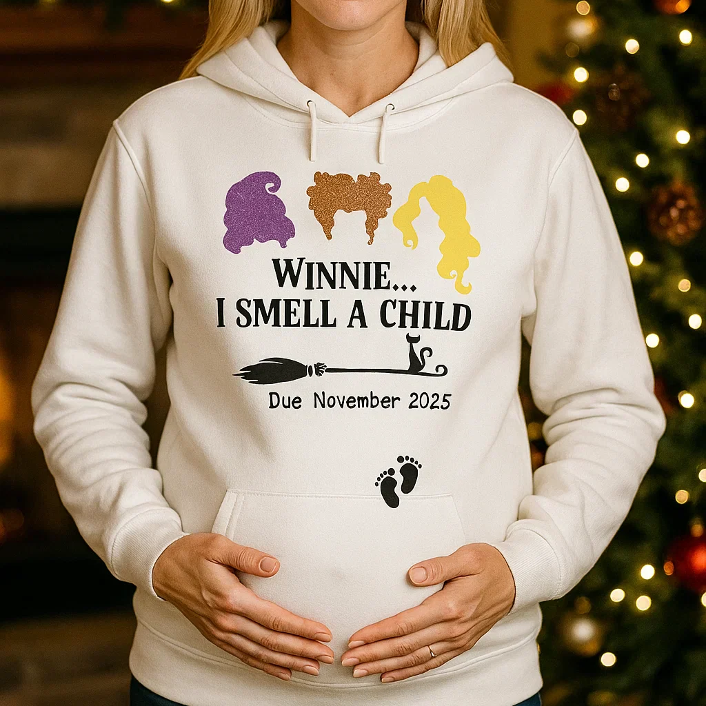 Hocus Pocus: Winnie I Smell a Child - Personalized T-Shirt - Pregnancy Announcement, Halloween Gift For Wife, Anniversary HH01