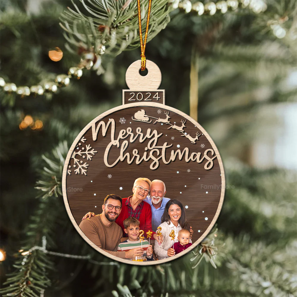 Hohoho Santa Merry Christmas - Gift For Family - Personalized Wood Ornament NA94 - Image 2
