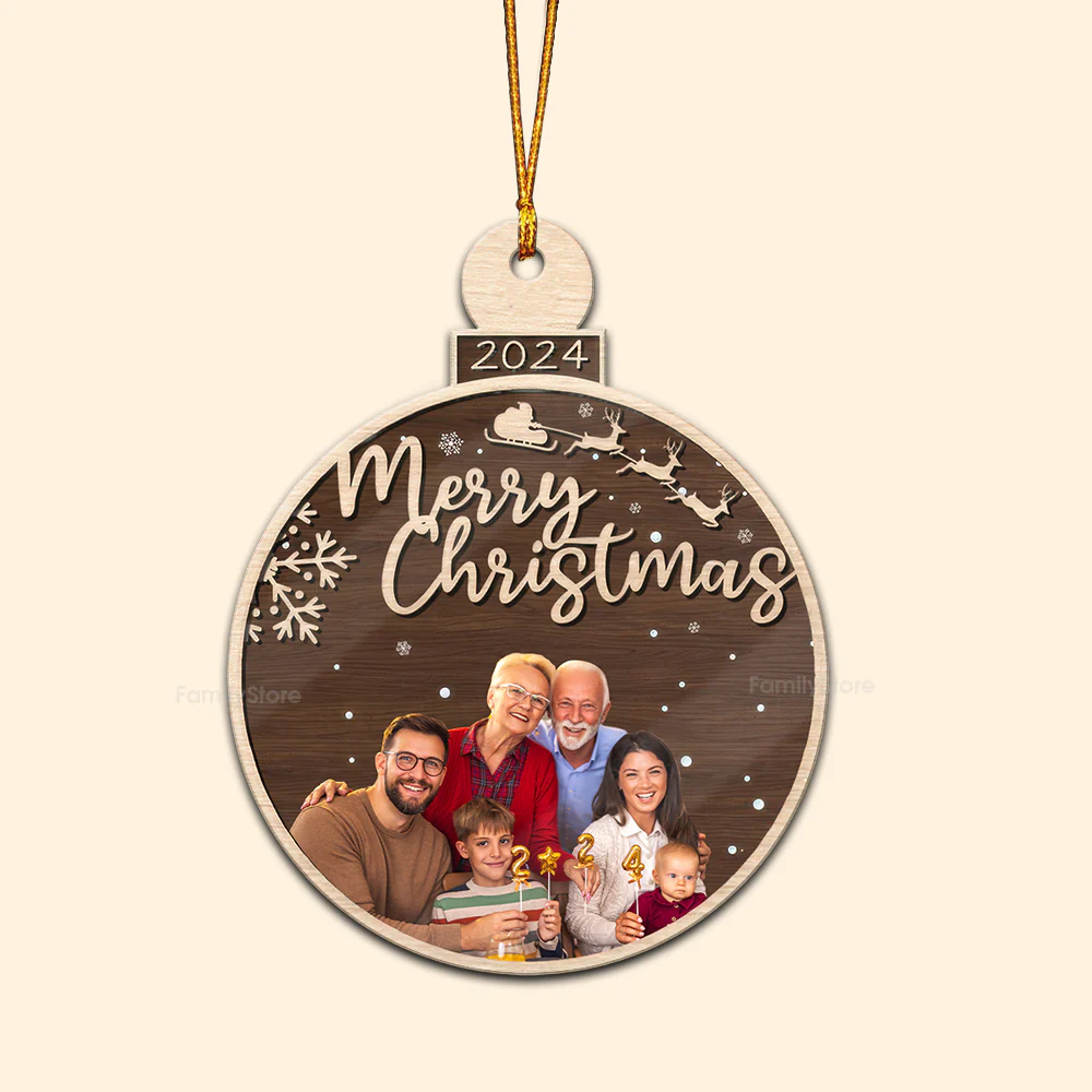 Hohoho Santa Merry Christmas - Gift For Family - Personalized Wood Ornament NA94 - Image 6