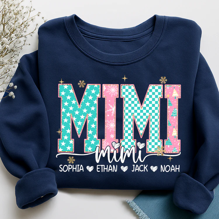 Holiday Tree Shirt With Kids Names - Personalized Sweatshirt - Gift For Mom, Grandma | HN02