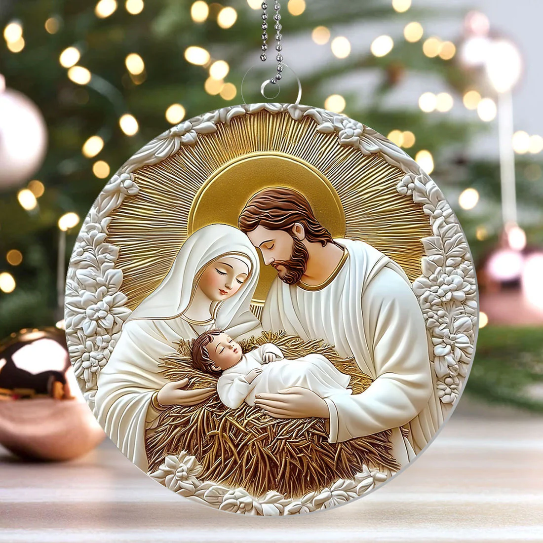 Holy Family Blessing - Personalized Acrylic Ornament - Gift for Christmas, for Family HL128 - Image 4