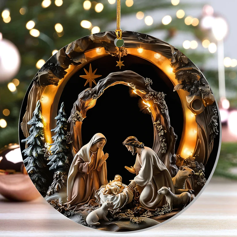 Holy Nativity Scene Christmas - Acrylic Ornament TD118 - Image 4