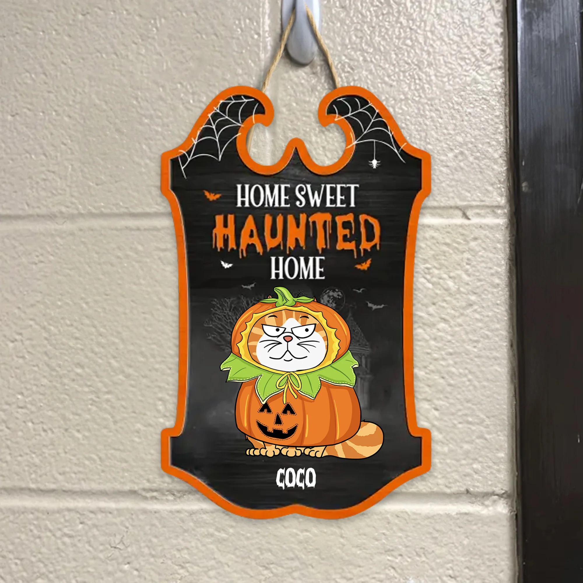Home Sweet Haunted Home - Halloween Gift For Cat Lover - Personalized Custom Shaped Wood Sign - CLP01 NH96 - Image 3