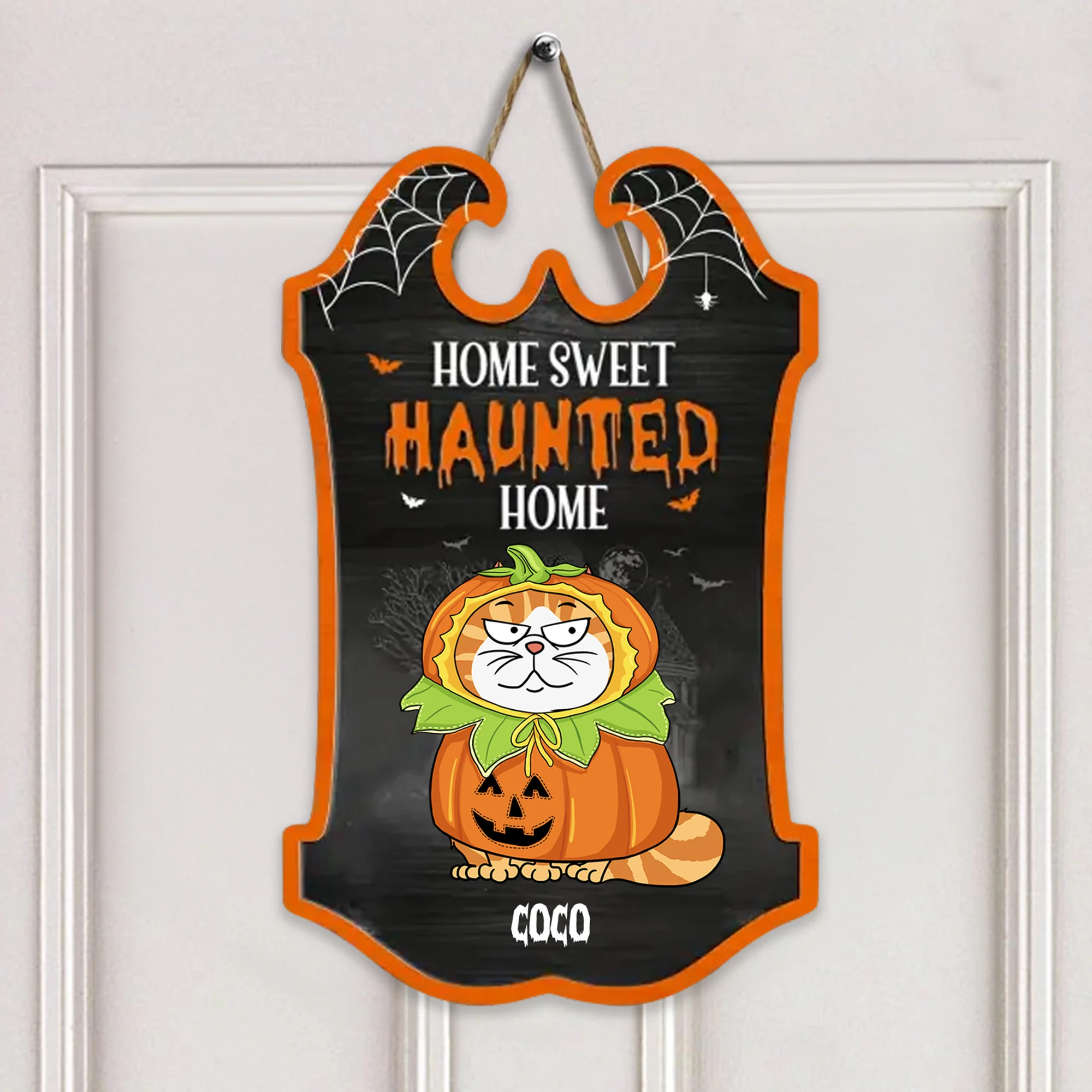 Home Sweet Haunted Home - Halloween Gift For Cat Lover - Personalized Custom Shaped Wood Sign - CLP01 NH96 - Image 4