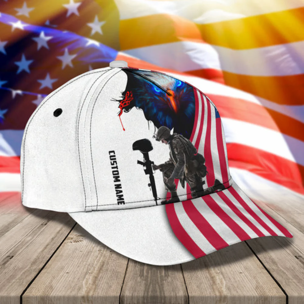 Honor The Fallen Military American Eagle - Personalized Classic Cap - Patriotic Gift For Veterans | HN02 - Image 2