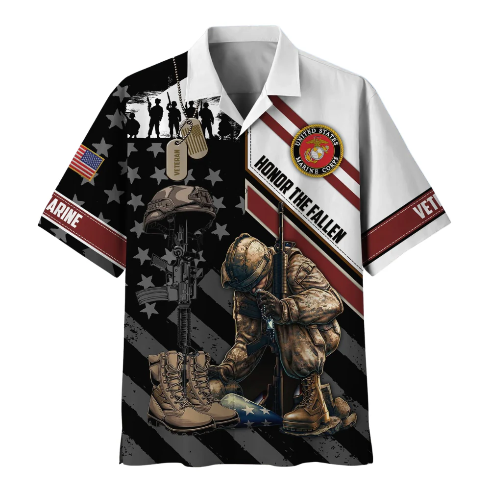 Honor The Fallen U.S. Marines - Hawaiian Shirt - Patriotic Gift For Veterans | HN02 - Image 2